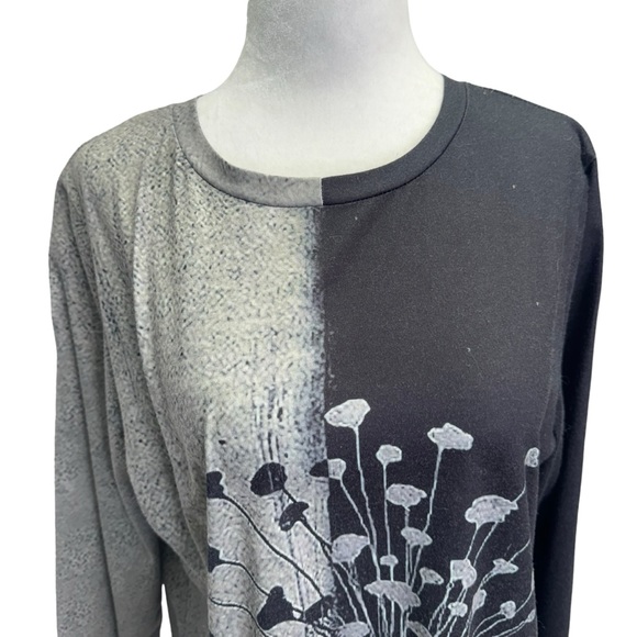 Grey/Black Long Sleeve Crew Neck Fashion T-Shirt Top Size M - Picture 4 of 11
